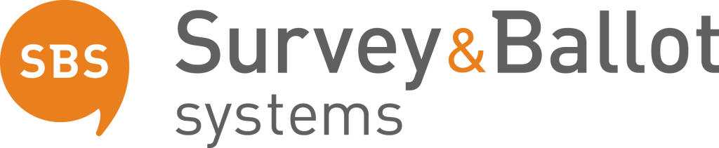 Survey & Ballot Systems logo in gray and orange