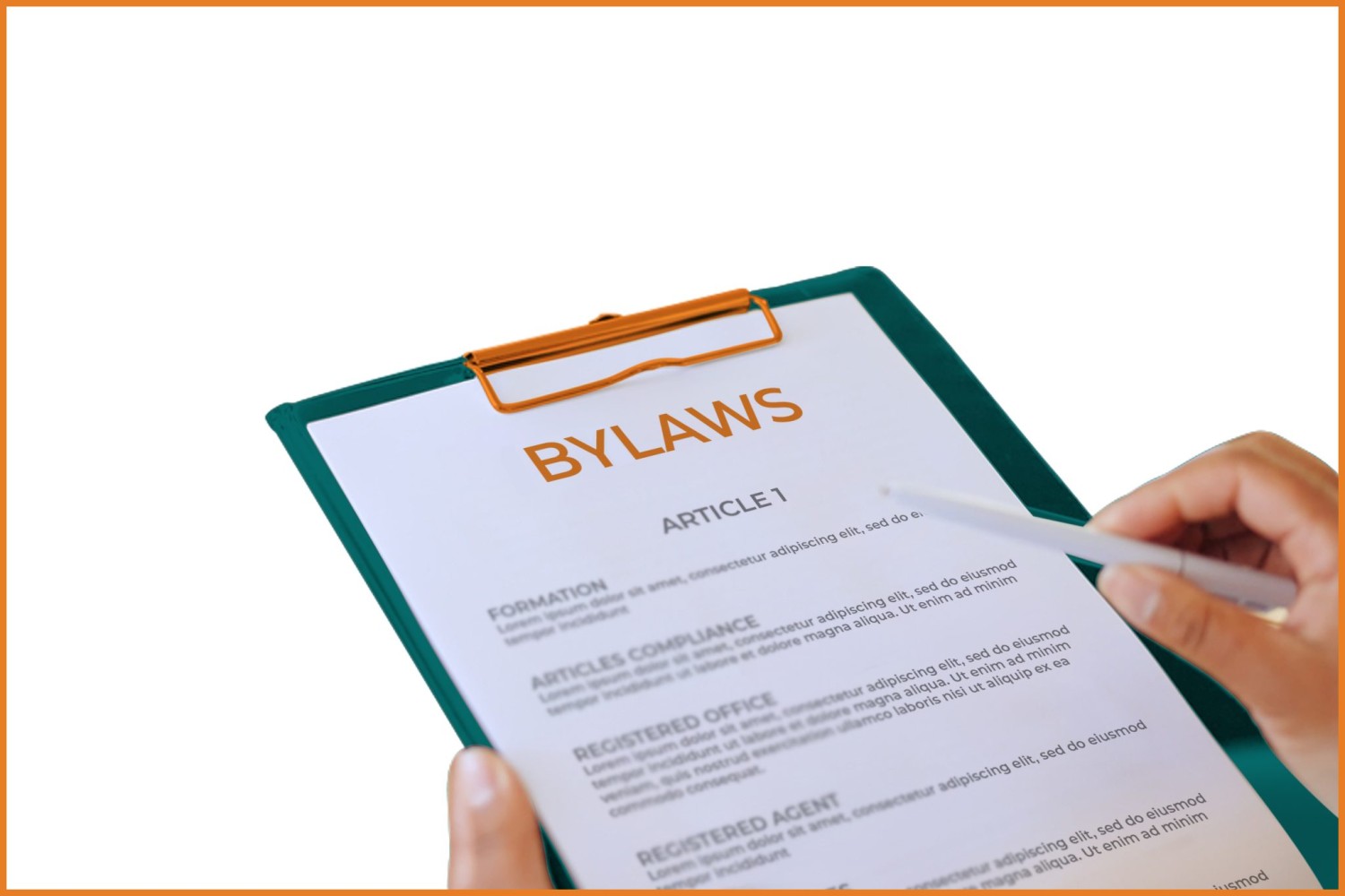 Bylaws paper on a clipboard