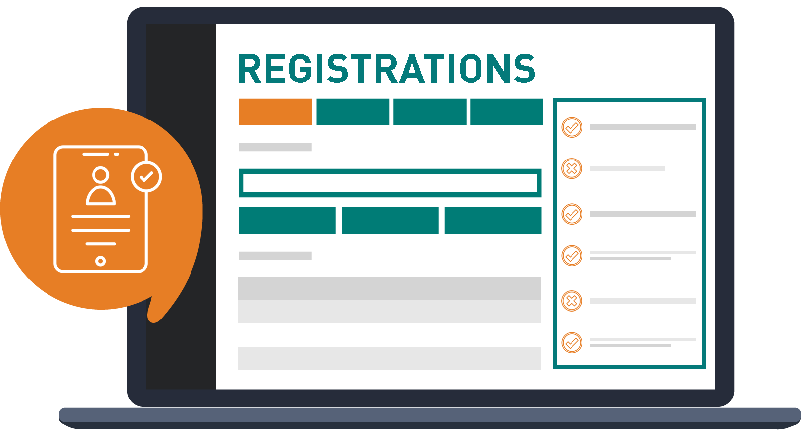 graphic of laptop with meeting registration tool from SBSHub